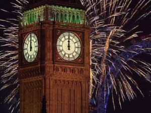 Big Ben, London, with the new year's fireworks in the background. Big Ben, London, with the new year's fireworks in the background.