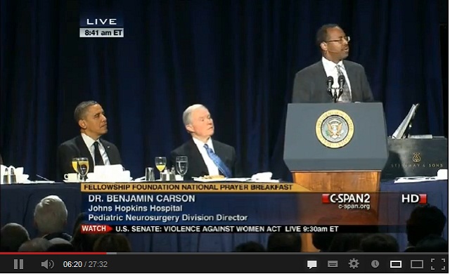Neurosurgeon Ben Carson's Politically Incorrect Speech at Prayer Breakfast a YouTube Sensation Neurosurgeon Ben Carson's Politically Incorrect Speech at Prayer Breakfast a YouTube Sensation
