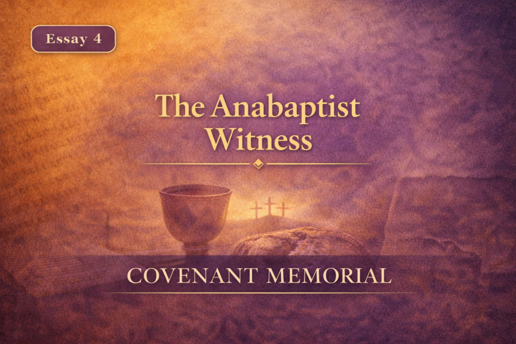Essay 4 - The Anabaptist Witness: Memorial, Covenant Fidelity, and ...